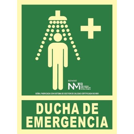 Cartel de señal de ducha de emergencia luminiscente 210 x 300 mm SEKURECO (1/2)