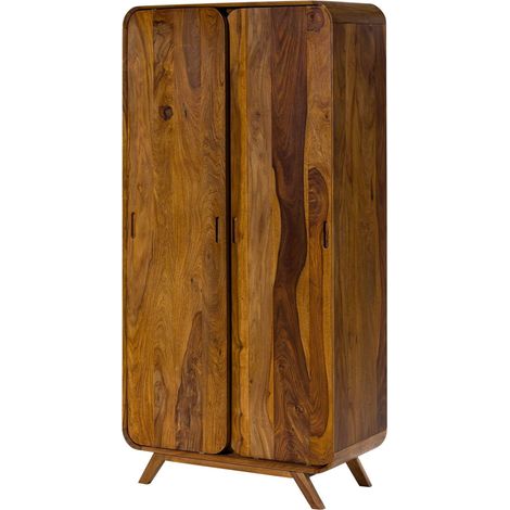 Armadio Sheesham marrone chiaro Laccato 90x45x180 cm montato parzialmente MAILAND 111 (1/3)