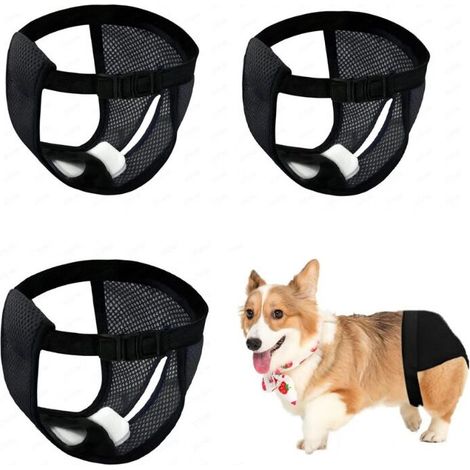 Magrimaxio Couche pour Chien Femelle, Noir (XL), Culotte Chiennes, Lot de 3 Couches Chien Lavable avec 9 Serviettes Hygiéniques, Couche pour Chiennes en Chaleur, Culotte Menstruelle pour Chien (1/5)