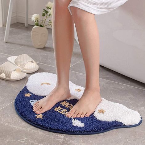 Tapis de bain lavables et antidérapants, tapis de bain et sous-tapis de douche, tapis de bain bleu nuage Sha (1/5)