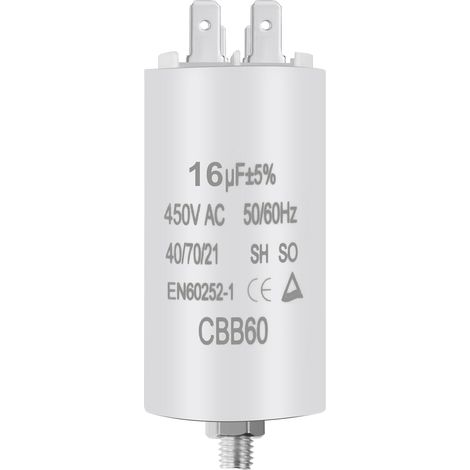 Condensateur de Démarrage, 16μF 450V, 50/60Hz, 95 x 40 mm (1/5)