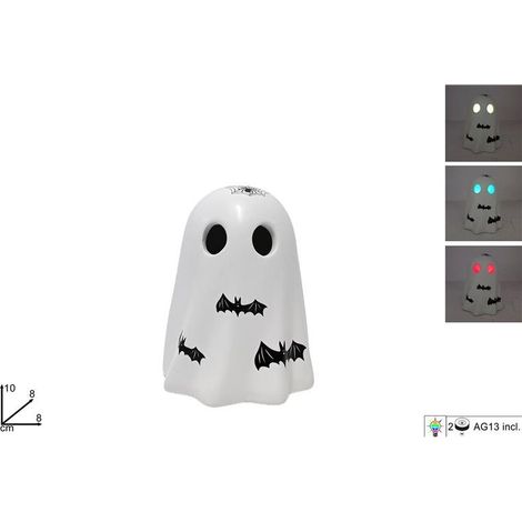 Decorazione Fantasma Fantasmino Halloween in Ceramica con Luce 10 cm (1/2)