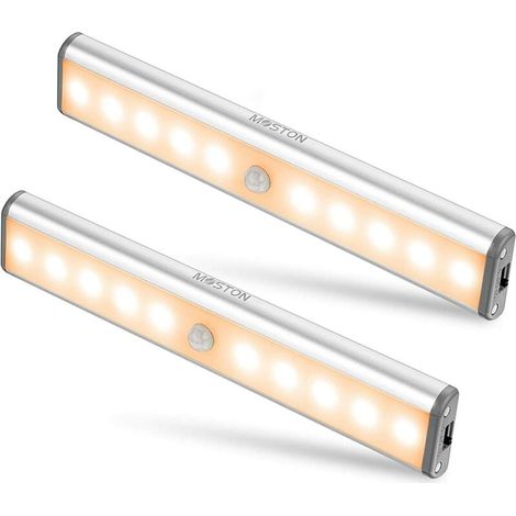 Lampe Armoire - Détecteur De Mouvement - 100 Lm - Batterie Rechargeable 1000 Mah - Magnétique Et Adhésive - Pour Placard Cuisine Tiroir Escalier - 1 Pièce (1/5)