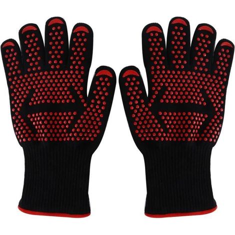 gants de cuisson Mitaines de four 500°C Gant Barbecue,Gants de cuisine anti chaleur resistant en silicone pour barbecue,grillade (1/4)