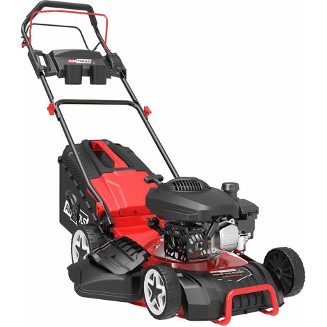 Cortacésped de gasolina con tracción, Awtools, modelo 3.0kW 4.0HP DM46S, ideal para corte eficiente en césped, motor potente, diseño robusto, fácil de usar y mantener.