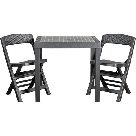 set da giardino "poker" in polipropilene antracite 2 sedute e tavolo (1/4)