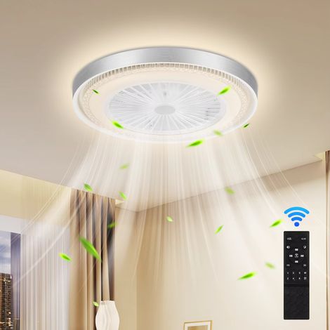 Ventilatore da soffitto per la casa con illuminazione, 3000–6500 K, telecomando con portata di 10 metri, forma rotonda, 6 velocità, 51 W