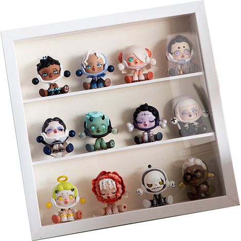 Boîte de rangement et d'exposition tridimensionnelle épaisse pour figurines d'anime, double compartiment blanc (1/4)