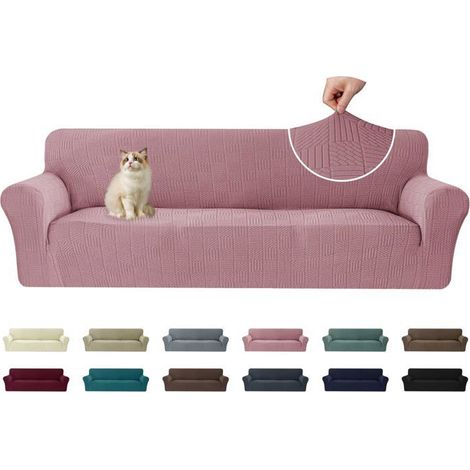1 Housse de canapé, Extensible, Antidérapante, Polyester, 4 places, Salon