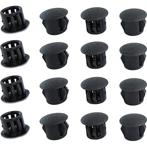 Packung mit 20 Kunststoff-Lochstopfen (6 mm), schwarz, dekorative Abdeckungen für Schubladen, Schränke und Möbel (1/5)