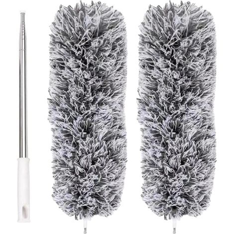 Plumeau Extensible en Microfibre avec Perche télescopique en Acier 110 po et tête Nettoyage Pliable Plumeau Plafond Lavable (1/5)