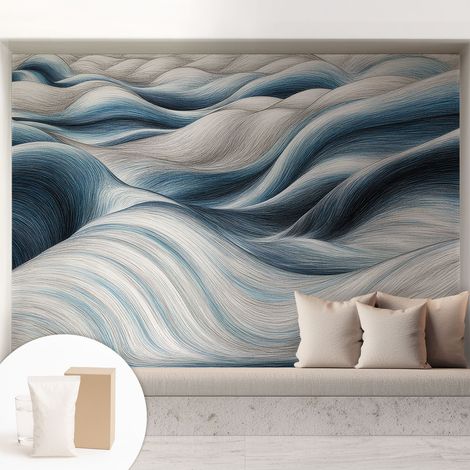 Tapete Vliestapete mit Kleber für Wohnzimmer Schlafzimmer Küche - Wanddekoration Sanfte Wellen 208x146 cm (1/5)