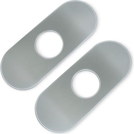 2 Stück perforierte Edelstahl-Abdeckplatten mit eleganter Rosette für Badarmaturen und Küchenspülen (1/5)