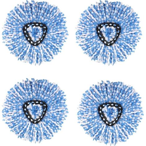 Lntyq Lot de 4 têtes de rechange pour balai à franges O-Cedar EasyWring RinseClean en microfibre pour système à 2 réservoirs (bleu) (1/5)