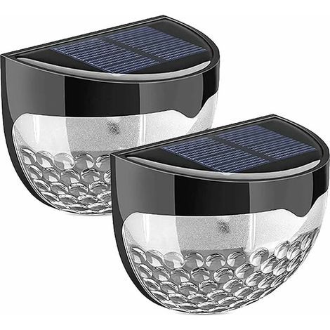 Juego de 2 luces solares inalámbricas para vallas y muros, luces exteriores solares impermeables, luces LED decorativas para jardines, vallas, patios, jardines, garajes, escaleras y portones. (1/5)