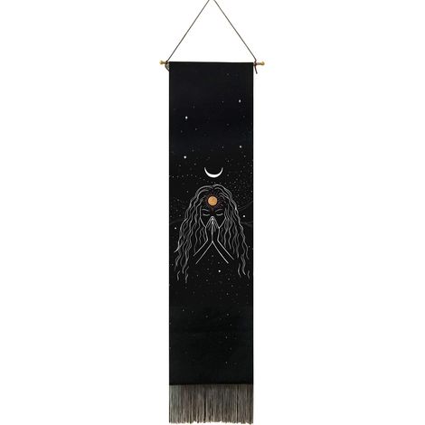 Tapestry Sol Y Luna - Decoración Pared Bohemia - Poliéster - 32.5 x 130 cm - Para Dormitorio Salón Puerta - 1 Unidad (1/5)