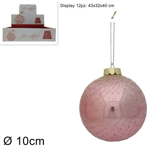 PALLA DIAMETRO 10 CM COLORE ROSA CON RETE ORO