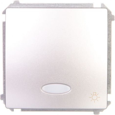 Lampe à bouton-poussoir Simon Basic avec rétroéclairage 10AX 250V, connecteurs rapides, argent mat BMS1L.01/43