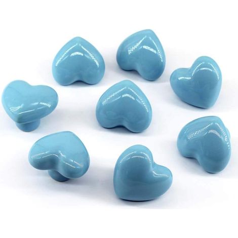 Bleu - Poignées et boutons de tiroir en céramique, lot de 8 avec vis. (1/5)