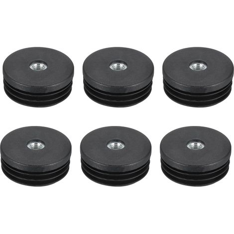 6 Embouts pour Tubes Ronds avec Filetage M8, pour Tube Rond de 50mm/1.97" de Diamètre Extérieur, Embouts de Pied de Chaise en Plastique Noir pour Meubles (1/5)