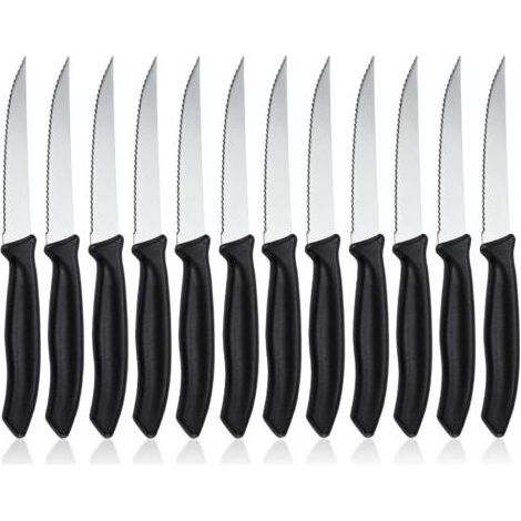 Lot de 12 Couteau de table à lame crantée, Set de couteaux à petit déjeuner en acier inoxydable, Set de couteaux à steak pour la maison et le restaurant, Lavable en machine (1/5)