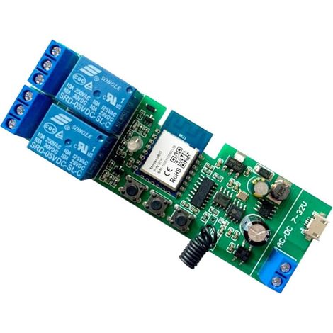 Relais WiFi RF sans fil 2 canaux avec verrouillage automatique en mode Télécommande pour contrôle d'accès Smart Garage porte Compatible avec (Smart life app) (1/5)