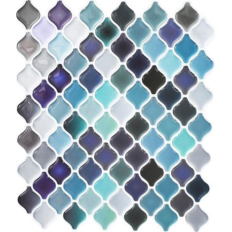 papier Peint Carrelage Autocollant Bleu Violet 25 X21 Cm Style Mosaque Sticker Mural Film Dcoratif Impermable Pour Carreaux De Mur De Salle De Bai (1/5)