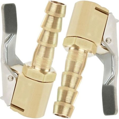 2 Pices Embout de Gonflage,Embout Gonflage Pneu Voiture,Embout Gonfleur avec Clip,Gonflage Valve Clip Pince Connecteur Adaptateur,pour Valves de Pneu,en Laiton,8mm (1/5)