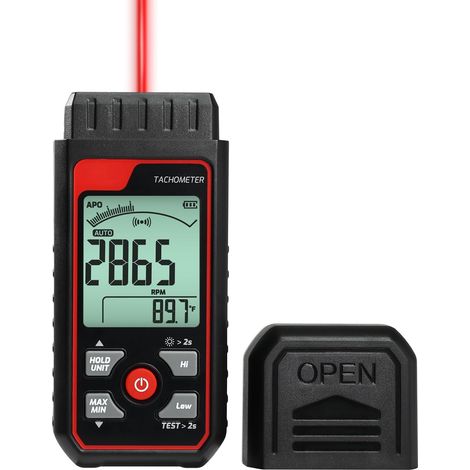 Tachymètre Numérique Sans Contact - Compteur de Vitesse RPM avec Laser, Échelle Analogique à Barres, 2,599999 RPM Alarmes Personnalisées pour Tester la Vitesse des Moteurs HVAC