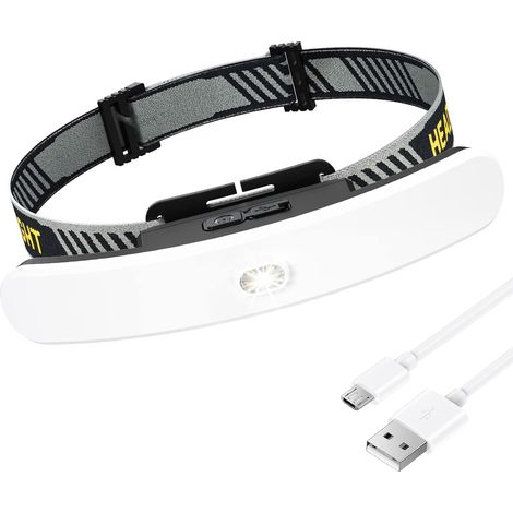 Lampe Frontale Rechargeable, 6 Modes d'Eclairage  Réglable, 1200mAh avec voyant Lampe Frontale Lampe Frontale Led pour Pêche, Camping, Lecture, Randonnée, Cyclisme, Course [Classe énergétique A+]