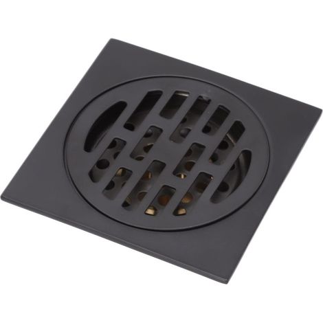 Grille D Evacuation - Acier Inoxydable Et Cuivre - Pour Douche Cuisine Balcon - Carrée - Noir - 1 Piece (1/5)