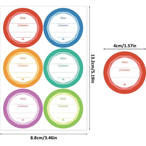 30 étiquettes autocollantes colorées pour aliments surgelés, rondes et amovibles, pour congélateur, pense-bête de conservation, faciles à écrire et adhésives, idéales pour les bouteilles, confitures e (1/5)