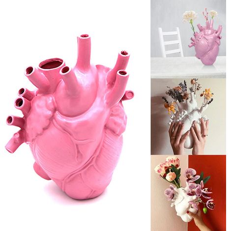 Vase en forme de cœur humain, décoration de la maison, ornement artisanal de bureau, récipient à fleurs de conception d'orgue, décoration de chambre (1/5)