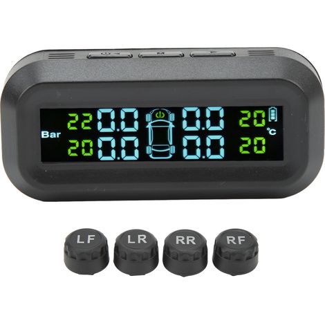 Système de surveillance de la pression des pneus à énergie solaire haute efficacité avec écran LCD, adapté aux camping-cars, camions et voitures, DC 5V. (1/5)