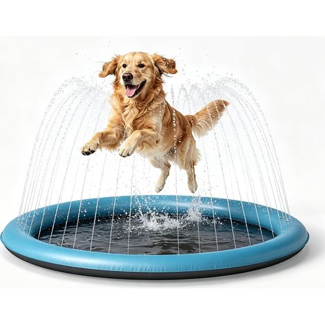 Tapis de jeu d'eau pour chien Twister Splash, tapis d'arrosage pliable en PVC antidérapant, sans montage, pour le jardin et le refroidissement extérieur, 140 cm (1/5)