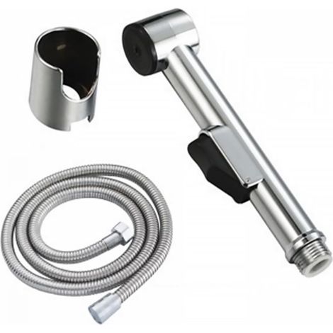 Mano de ducha portátil con manguera de ducha de 150 cm y dispensador de agua de 1/2, cabezal de ducha de acero inoxidable resistente a la corrosión para lavabo con soporte de pared para baño (1/5)