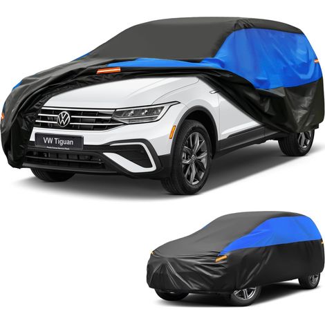 Housse Voiture Imperméable Respirante, SUV Bâche pour Volkswagen VW Tiguan Allspace, Schwarz BlauBâche de Voiture complète pour la Pluie Soleil Poussière Protection et Doublure.,Convient pour VW Tigua (1/5)