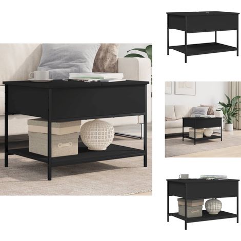 Table basse noir 70x50x50 cm bois d'ingénierie et métal - Table Basse - Meuble Salon - Table D'appoint - Table Design - Table Noire (1/5)