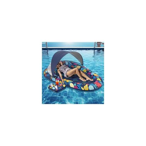 Aufblasbare Pool-Hängematte für Erwachsene, aufblasbare Poolmatratze, schwimmende aufblasbare Hängematte mit Sonnendach und Getränkehalter, für Strand, Party und Urlaub (1/5)
