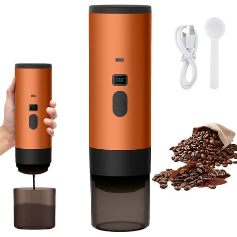 Cafetière Électrique, Design Portable, Chargement USB, Orange (1/2)