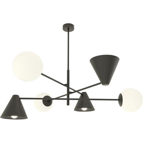 Plafoniera Moderna Industrial Hermes 6 Luci Nero (1/5)