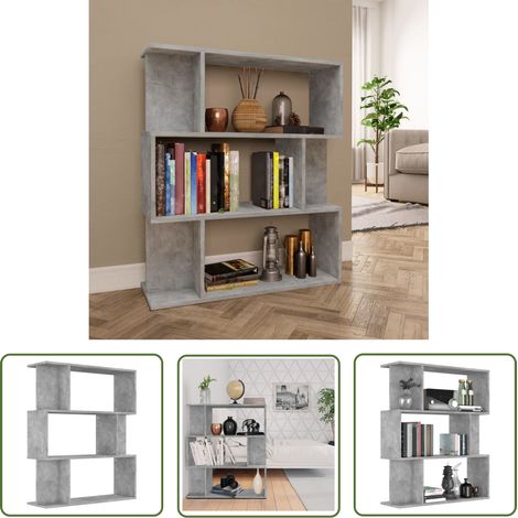 The Living Store Bibliothèque/Séparateur de pièce Gris béton Bois d’ingénierie - Bibliothèque Murale - Bibliothèque Moderne - Étagère Salle À Manger - Rangement Intérieur - Séparation Pièces (1/5)