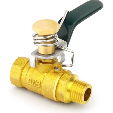 2 pièces 1/4 "BSP femelle à robinet tournant sphérique en laiton avec 4 1/4" connecteurs mâle mâle, adapté pour la connexion de raccords tuyauterie - 1/4"M-1/4"M(à ressort) (1/5)