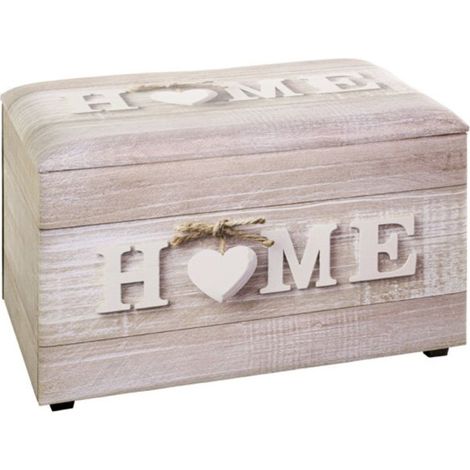 Coffre de Rangement Vintage "Home" 65cm Naturel (1/5)