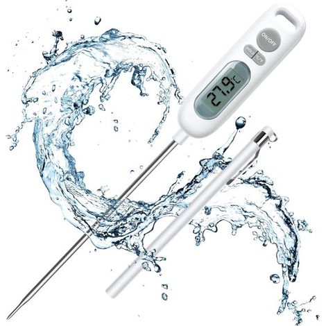 Termómetro digital de cocina de 3 segundos para carne, barbacoa, alimentos, horno, líquidos, aceite, agua, acero inoxidable, blanco. (1/4)