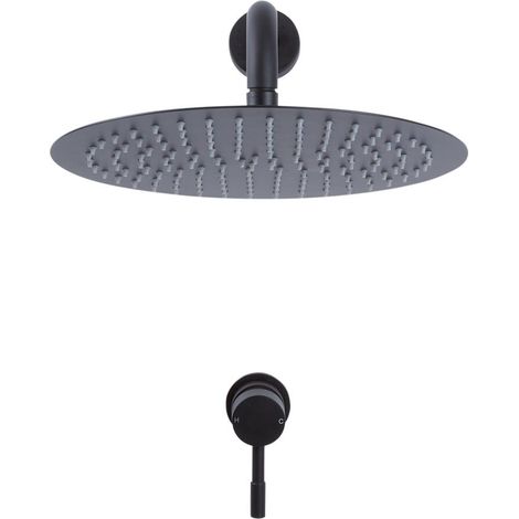 Kit de Douche - Mitigeur Mécanique Encastrable et Pommeau de Douche Ø30cm Noir - Nox