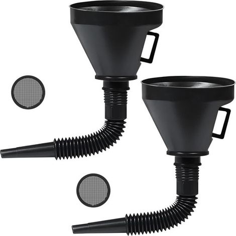 Entonnoir à huile automobile 2-en-1 avec bec flexible et filtre, entonnoir universel pour remplissage d’huile et de carburant, tuyau flexible pour voiture, noir (1/5)