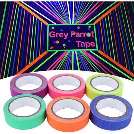 6 Rouleaux de Ruban Adhésif Fluorescent UV en Coton, 6 Couleurs pour Accessoires de Scène et Performances