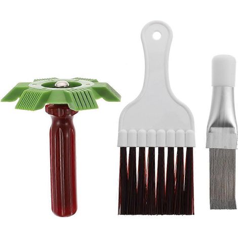 Lot de 3 brosses de nettoyage pour climatiseur, brosses à ailettes, brosses fouet, outils de nettoyage d'évaporateur-17.3X7cm (1/3)