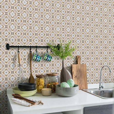 Sticker Mural Carrelage adhésif Cuisine Salle de Bain - 30 STICKERS CARREAUX DE CIMENT AZULEJOS PINTO - 30stickers10x10cm (1/5)